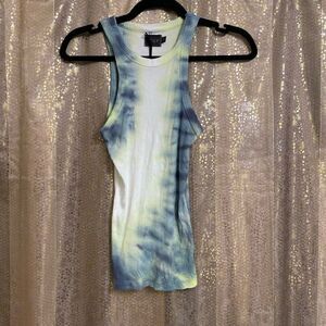 Bandier x WSLY Rivington Ribbed Tank Cream Winter Tie Dye XS NWOT